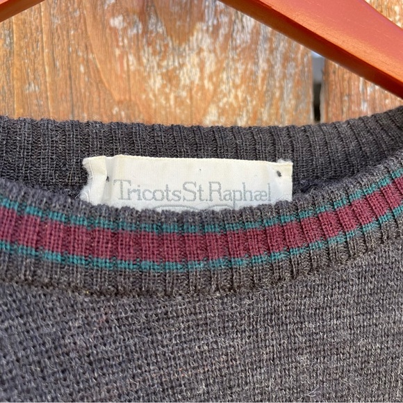 TRICOTS ST RAPHAEL Men’s Vintage Crew Neck Navy Pattern Wool Sweater Size XL - Picture 3 of 13